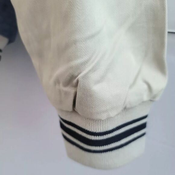 First Choice VTG 1990s Men's Premium Denim Varsity Bomber Jean Jacket Blue NWT - Picture 8 of 16